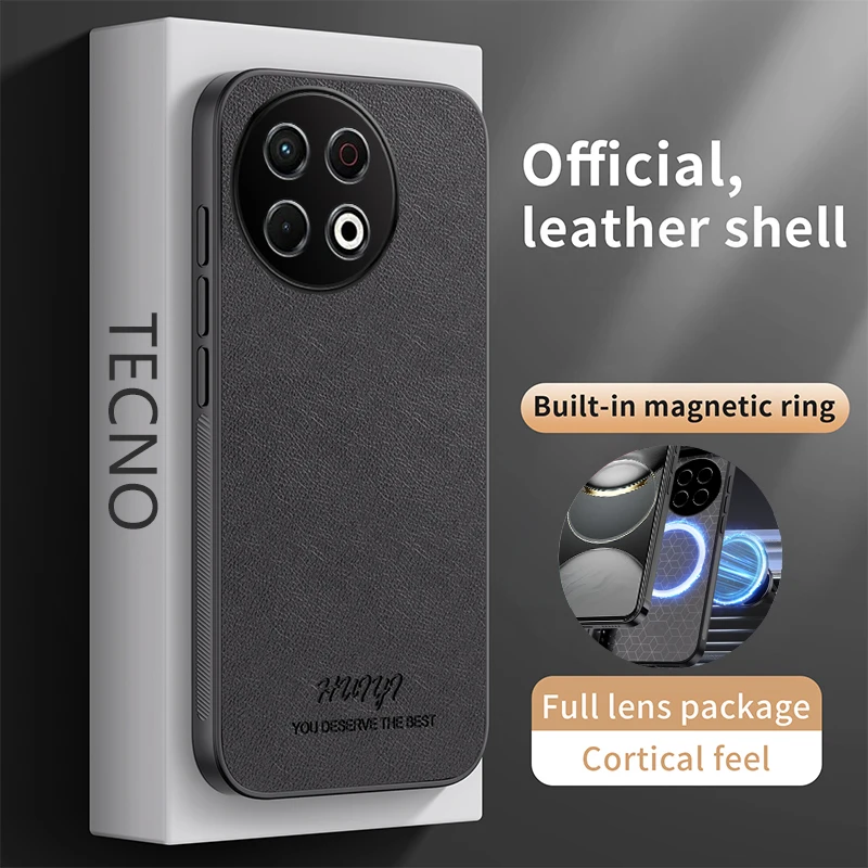 Funda de cuero para Tecno Spark 30 Pro 4G, soporte magnético para coche, funda dura de silicona con carga inalámbrica para teléfono TecnoSpark30Pro KL7