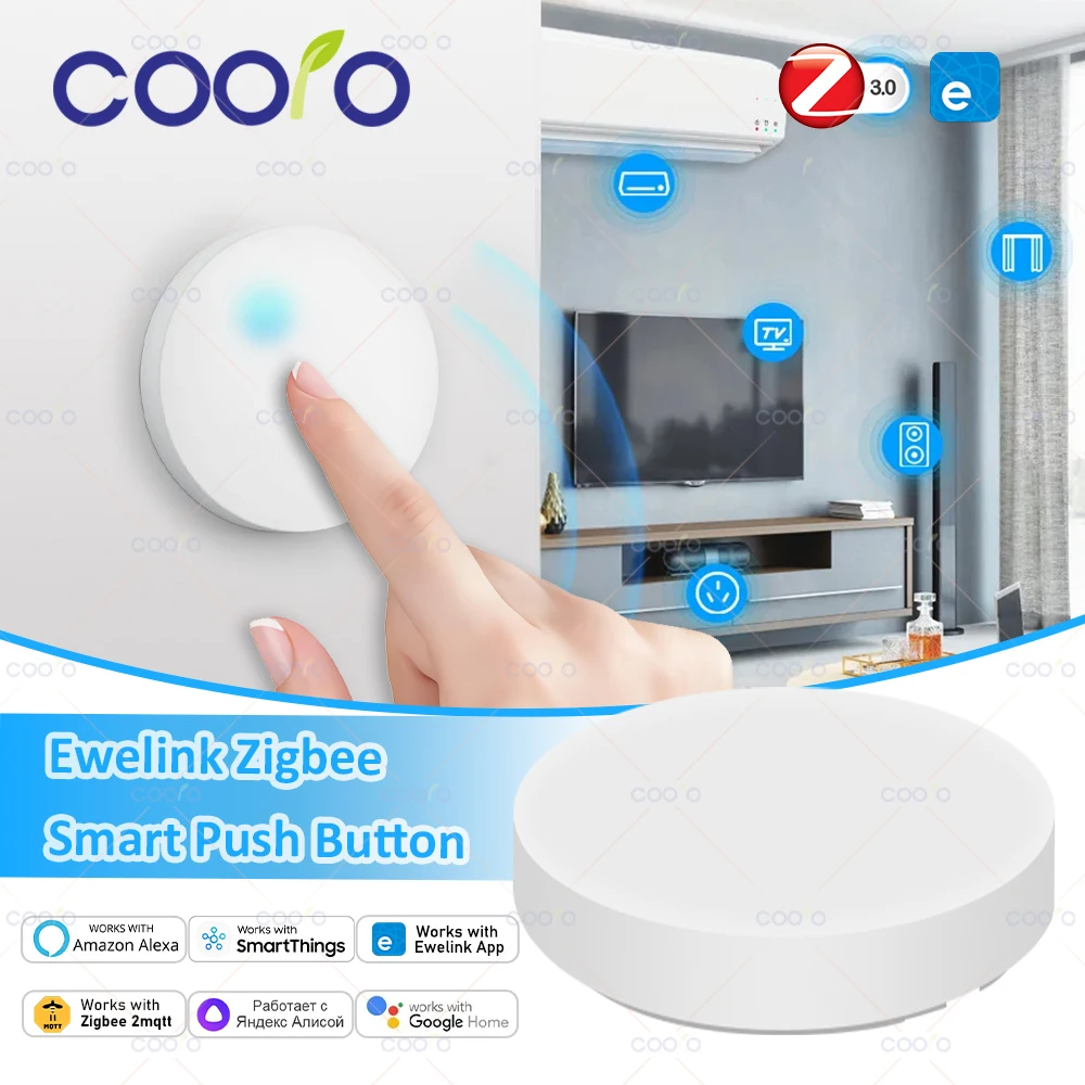 Ewelink-interruptor de escena de botón ZigBee, conexión inteligente, automatización alimentada por batería, funciona con dispositivos Zigbee Z2M