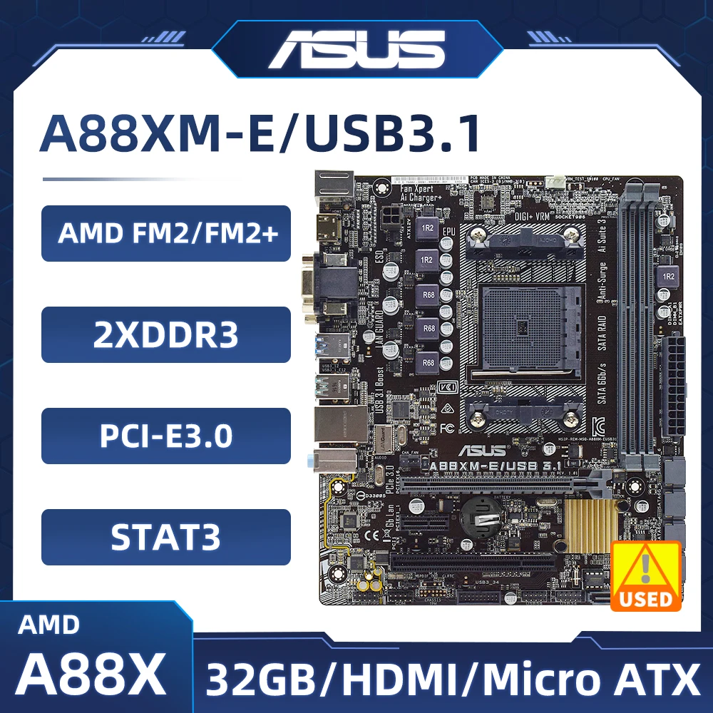 Placa base ASUS A88XM-E/USB3.1 MD A88X placa base FM2/FM2 + DDR3 32GB compatible con CPU AMD A10-5700 6320 8550 7600 8650