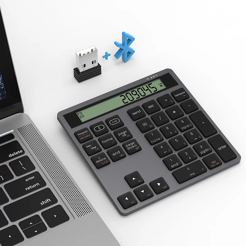Teclado numérico inalámbrico Bluetooth 2,4G con pantalla calculadora 2 en 1 teclado numérico inalámbrico portátil para Win/Mac - imagen 3