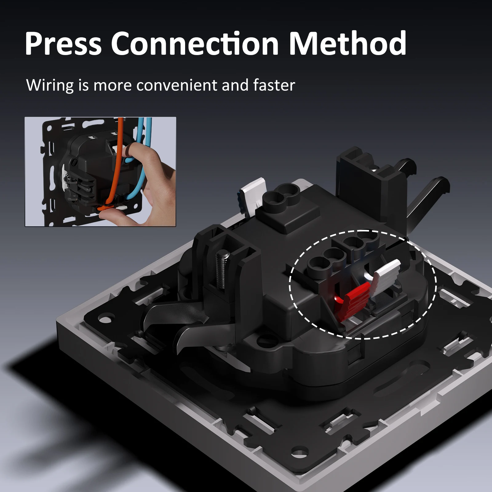 BSEED 1/2 interruptor de pared individual interruptor de luz doble interruptor de botón grande Triple 1 vía marcos de plástico estándar de la UE 10A - imagen 3