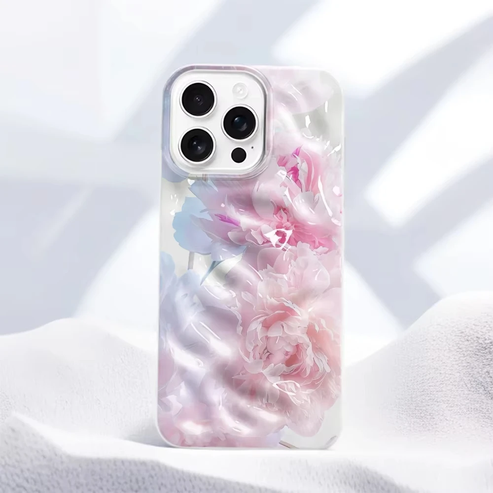 Funda de teléfono con diseño artístico de flores rosas para iPhone 17 Pro Max 16 15 14 Plus 13 12 11, funda de silicona suave a prueba de golpes - imagen 5