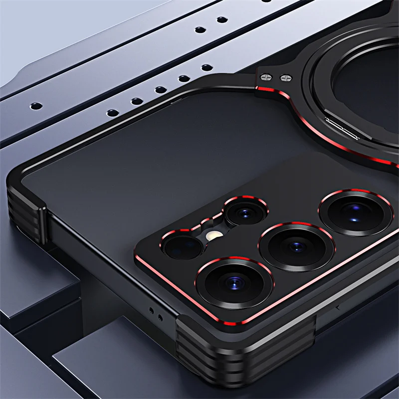 Funda de teléfono de Metal de titanio para Samsung Galaxy S23 S24 S25 Ultra Plus parachoques de aleación de aluminio 360 ° Cubierta del marco de protección de lente magnética - imagen 3