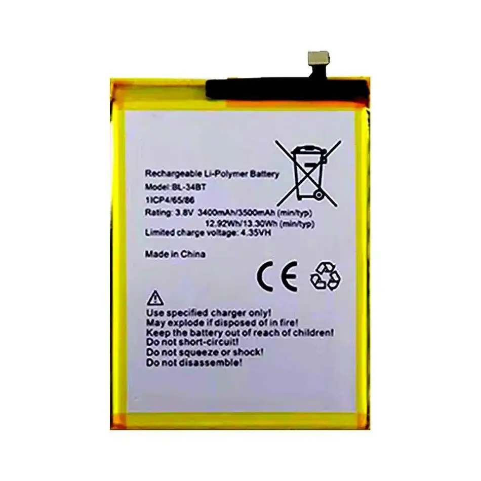 Alta compatibilidad para batería de teléfono móvil Tecno KA7 Spark 2 Spark2 3400Mah de capacidad BL-34BT