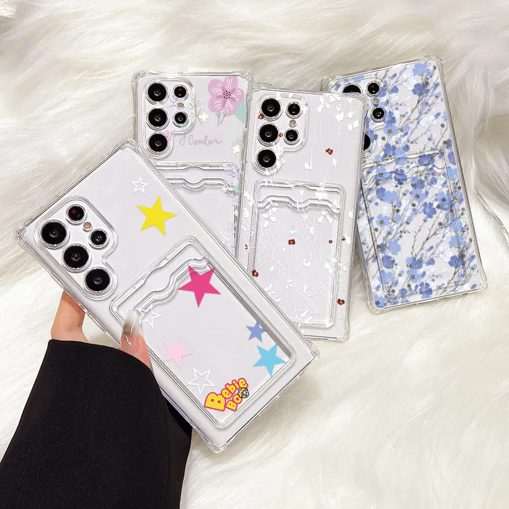 Funda de teléfono con tarjetero INS Star para Samsung Galaxy S25 Ultra S24 FE S23 FE S22 Plus A05 A05s, fundas transparentes suaves a prueba de golpes