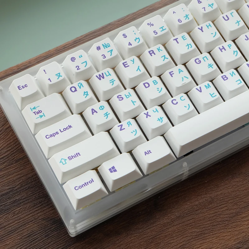 Teclas PBT minimalistas blancas, rusas, japonesas, coreanas, GMK, perfil de cereza, sublimación de tinte, teclas para teclado mecánico MX
