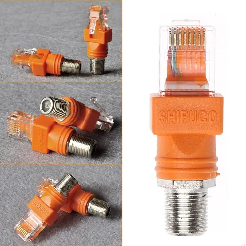 F3KE RF a RJ45 Convertidor F a RJ45 macho Adaptadores acopladores barril coaxiales - imagen 3