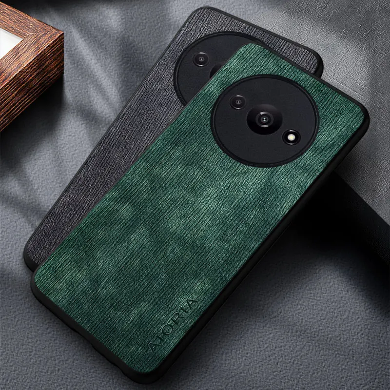Funda para Xiaomi Redmi A3 4G patrón de madera de lujo Premium PU piel sintética