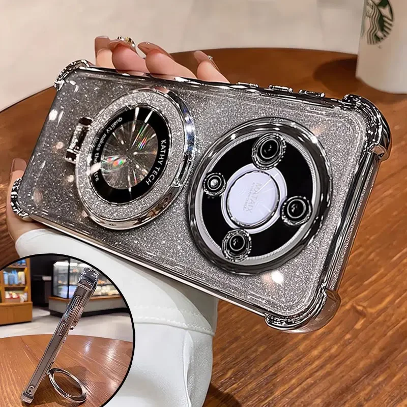 X 9a 9b Magic5Lite 5G funda de lujo con soporte magnético a prueba de golpes para Honor Magic6 Magic5 Lite funda con soporte brillo brillante