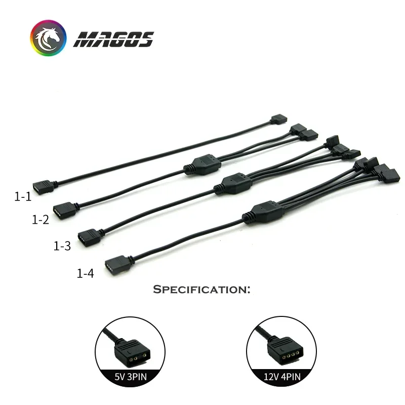 30 CM, Cable de extensión de transferencia ARGB HUB para placa base ASUS GIGABYTE MSI 12V 4Pin RGB/5V 3Pin SYNC - imagen 5