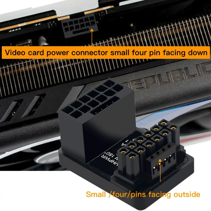Tarjeta gráfica PCIe5.0 RTX4090, adaptador de Cable de alimentación de 600W ATX3.0 12VHPWR 12 + 4 pines macho a hembra, conectores de giro de 180 grados - imagen 4