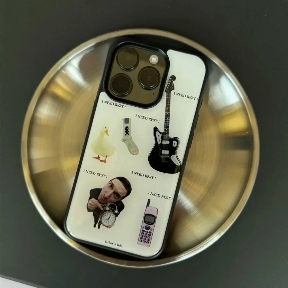 Funda de teléfono creativa de nicho inglés "I Need Rest" para iPhone17 16 15 14 13 12 11 Pro Max air Plus, funda bonita y suave Y2K - imagen 5