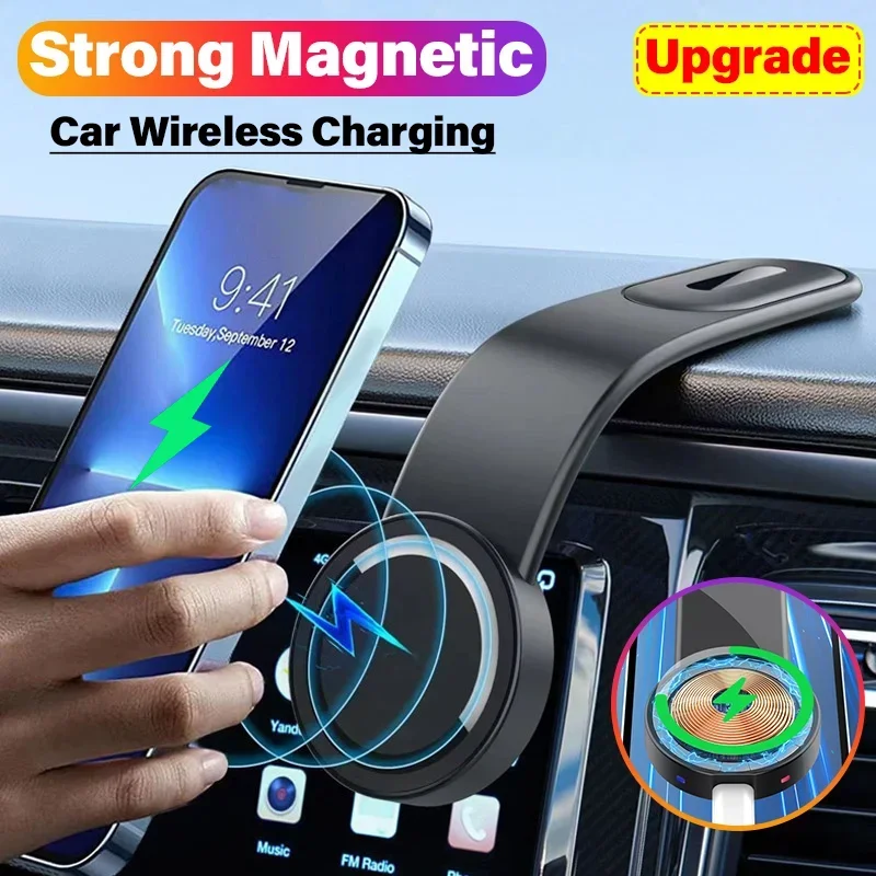 Cargador inalámbrico magnético para coche, soporte de teléfono de carga rápida para coche, panel de pantalla de Control central para iPhone 15, 14, 13, Samsung y Xiaomi