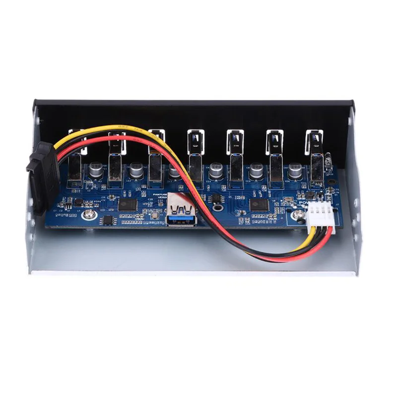 Panel frontal para carcasa de ordenador, 7 puertos USB 3,0 Hub de 5Gbps, 5,25 pulgadas, Bahía de unidad de CD-ROM, CD ROM, USB 3,0, cabezal de 19 pines A Cable macho tipo A - imagen 2