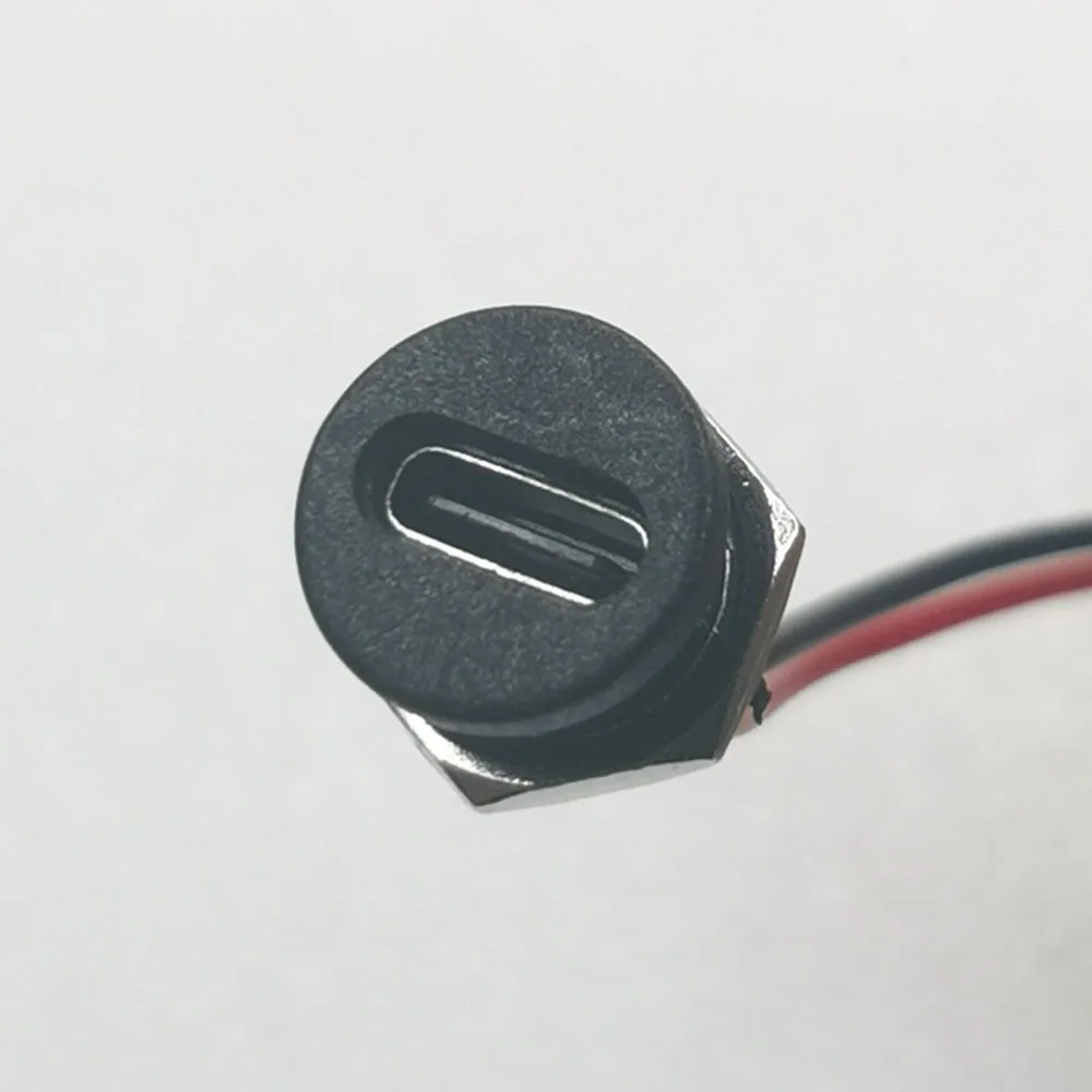 Toma de carga de alta corriente USB-C 5A con tuerca M11, placa de bloqueo a presión, conector hembra impermeable USB C TYPE-C tipo C - imagen 5