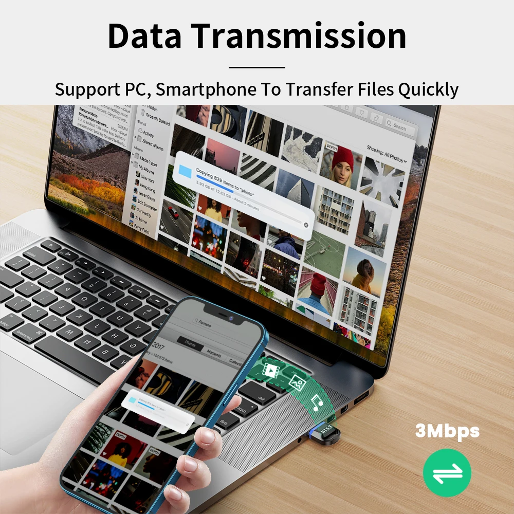 Adaptador Bluetooth para Pc Usb Bluetooth 5,3 Dongle Bluetooth 5,0 receptor para altavoz ratón teclado música transmisor de Audio - imagen 5