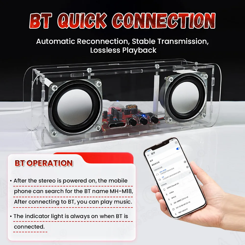 Kit de electrónica de Altavoz Bluetooth, Kit de soldadura DIY, proyecto de bricolaje, práctica, montaje de soldadura, altavoces de 2*3W - imagen 3