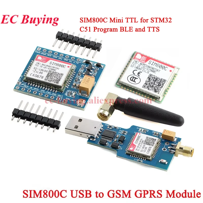 Módulo GPRS SIM800 SIM800C de cuatro bandas USB a GSM, 1-2 uds., para Wifi, inalámbrico, Bluetooth, compatible con mensajes SMS, 850/900/1800/1900MHz - imagen 2