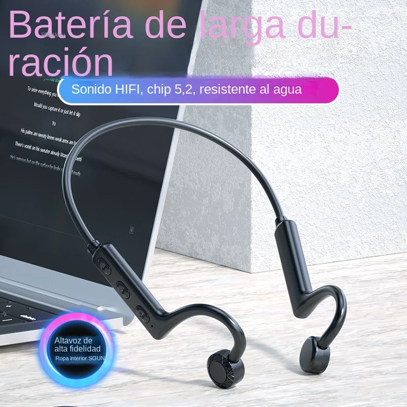 Auriculares Bluetooth de conducción ósea, auriculares deportivos, auriculares inalámbricos impermeables con micrófono, gancho para la oreja, auriculares estéreo HIFI de graves TWS - imagen 2