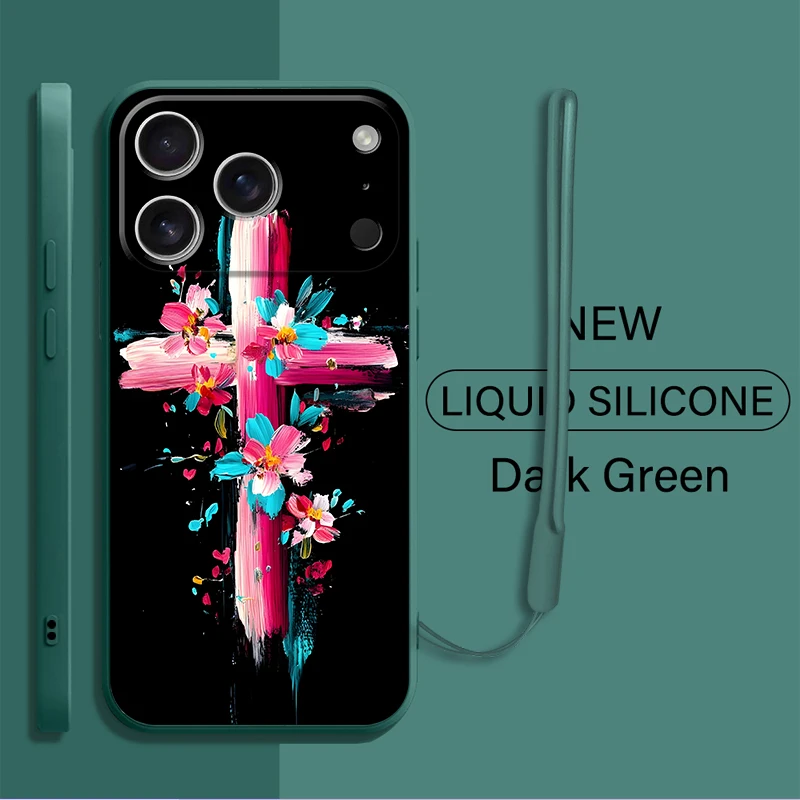 Funda de teléfono para Apple iPhone XR XS 16 14 15 Plus 16e 17 Air 11 12 13 Pro Max 7 8 cubierta suave Cruz colorida - imagen 2