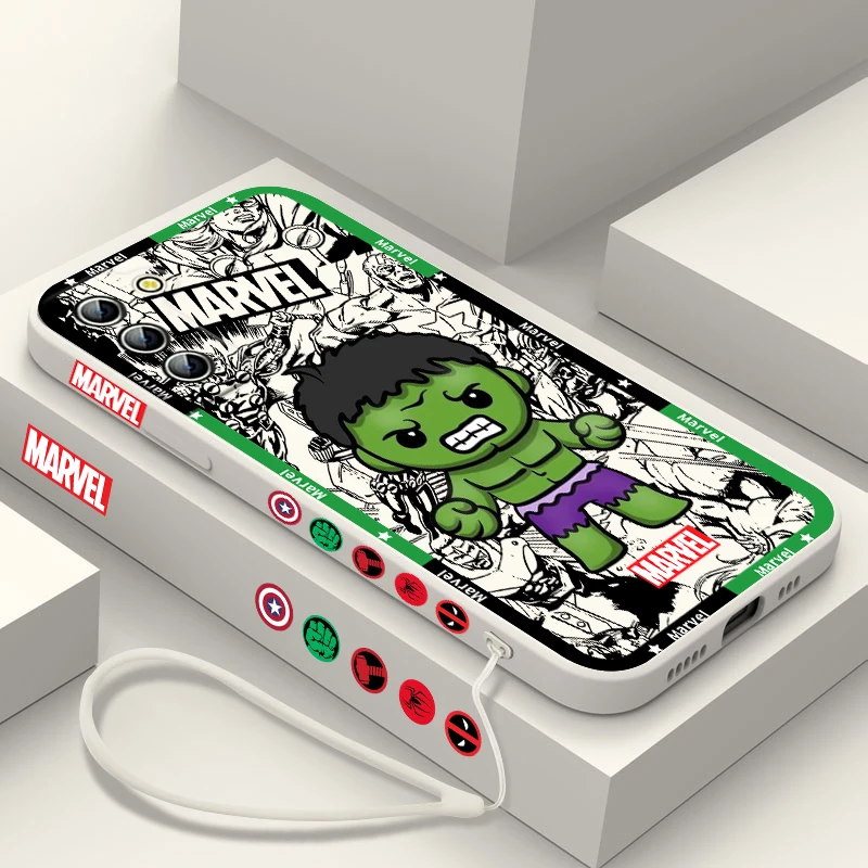 Funda de teléfono Marvel Spiderman Groot para Samsung Galaxy S24, S23, S22, S21, S20 Pro FE Plus, Ultra Liquid Left Rope Cover