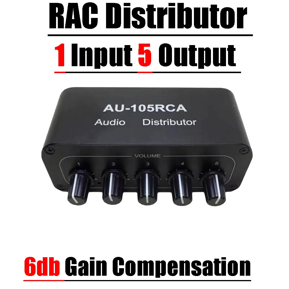 Distribuidor de Audio de 1 entrada y 5 salidas, mezclador de Audio estéreo, divisor RCA de doble canal NJM4580 OpAmp para amplificador de potencia de Audio activo - imagen 2