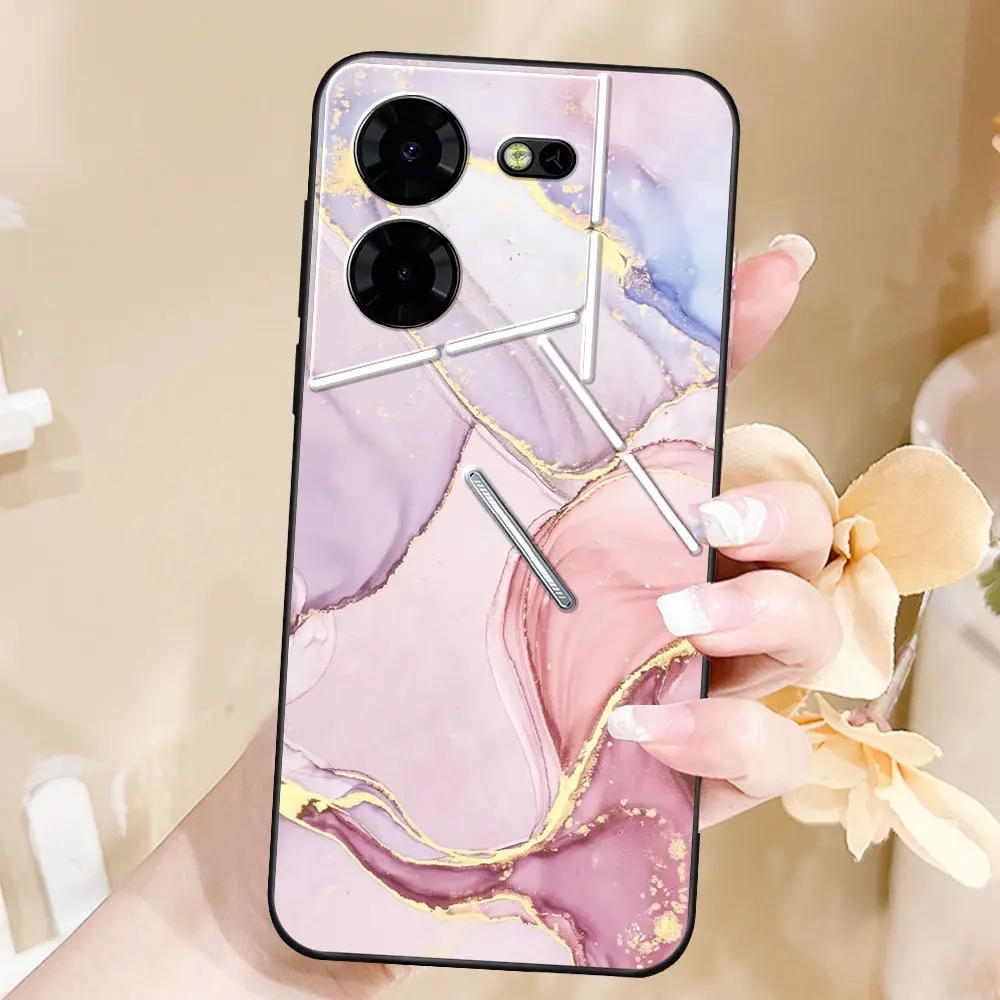 Funda de silicona suave para Tecno Pova 5 Pro Coque TPU, Funda de teléfono de moda para Tecno Pova 5, cubierta trasera de parachoques bonita, Capa fresca de mármol - imagen 4