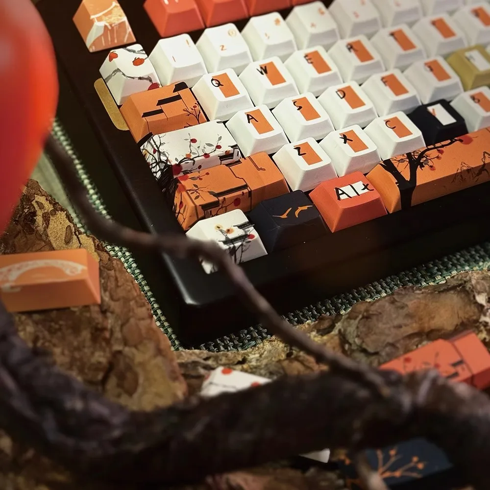 Teclas rojas de Persimmon para teclado de juegos mecánicos, 142 teclas, perfil de cereza, sublimación de tinte PBT original para MX Switch - imagen 2