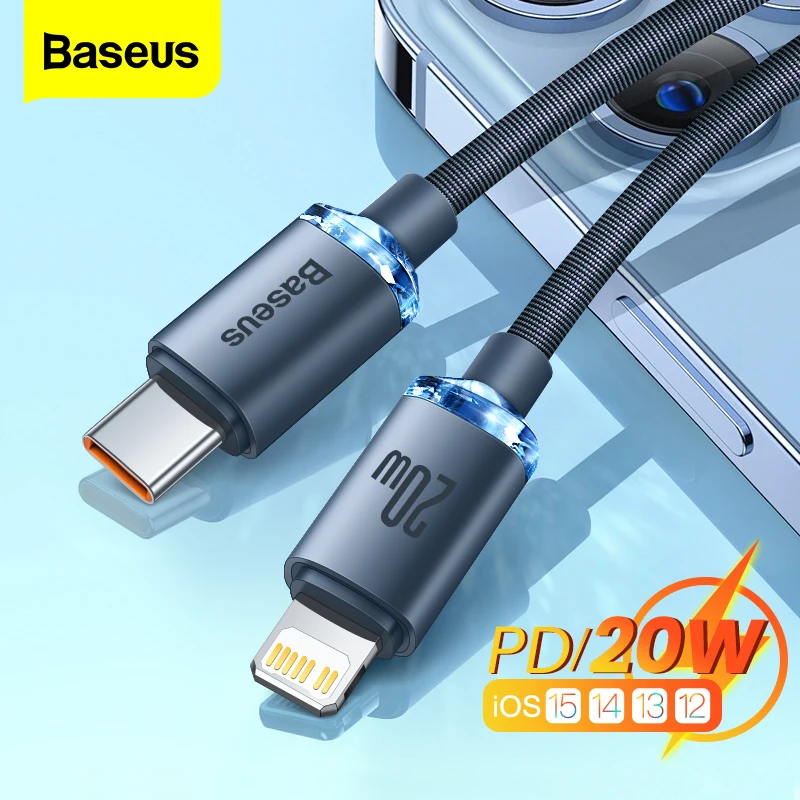 Cable Baseus PD 20W USB C para iPhone 14 13 12 11 Pro Max XR Mini cargador de carga rápida Cable tipo C para iPad USBC Cable de datos