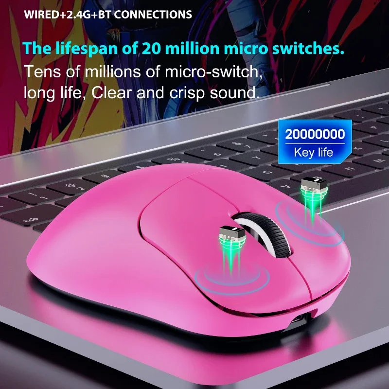 Ratón inalámbrico Bluetooth BT5.3, ligero, 1000dpi, recargable, ergonómico, blanco, portátil, para tableta, PC, ratón rosa - imagen 4