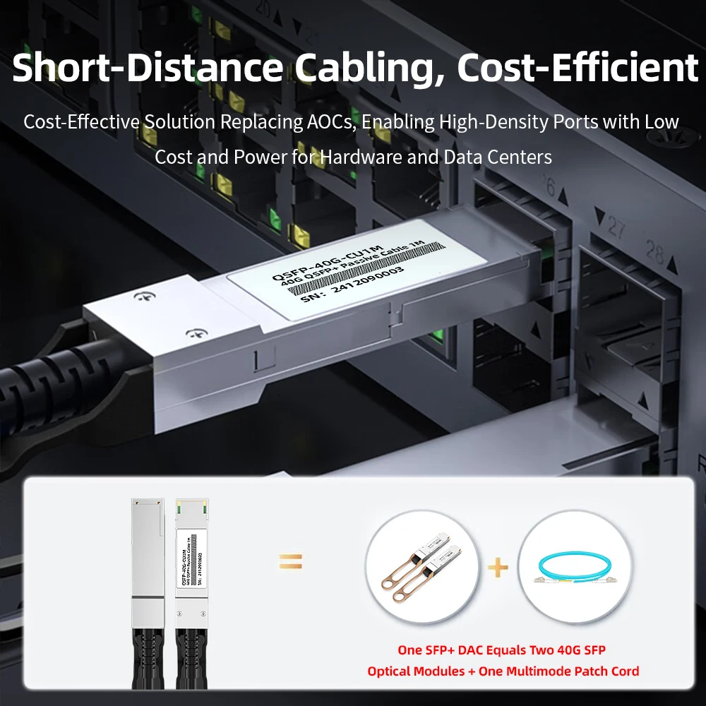 Cable DAC HOOLNX 40G QSFP+, Twinax pasivo de cobre de conexión directa 0,5-7M, Compatible con Cisco, Huawei, HPE, Juniper, MikroTik, U - imagen 4