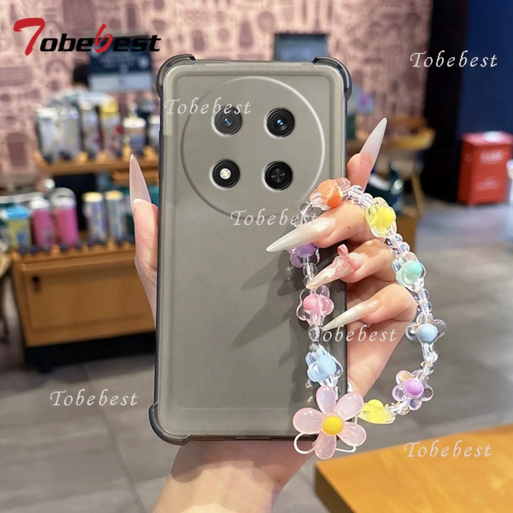 Funda de pulsera de flores a prueba de golpes con Airbag para OPPO FIND X8 X8S PRO Plus X7 Ultra 5G, funda de silicona transparente - imagen 5
