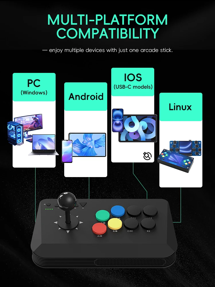 Palo de combate Arcade de rana de datos para Windows IOS Android TV Box Street Fighter Arcade Joystick compatible con palo de juego Retro M8 - imagen 3