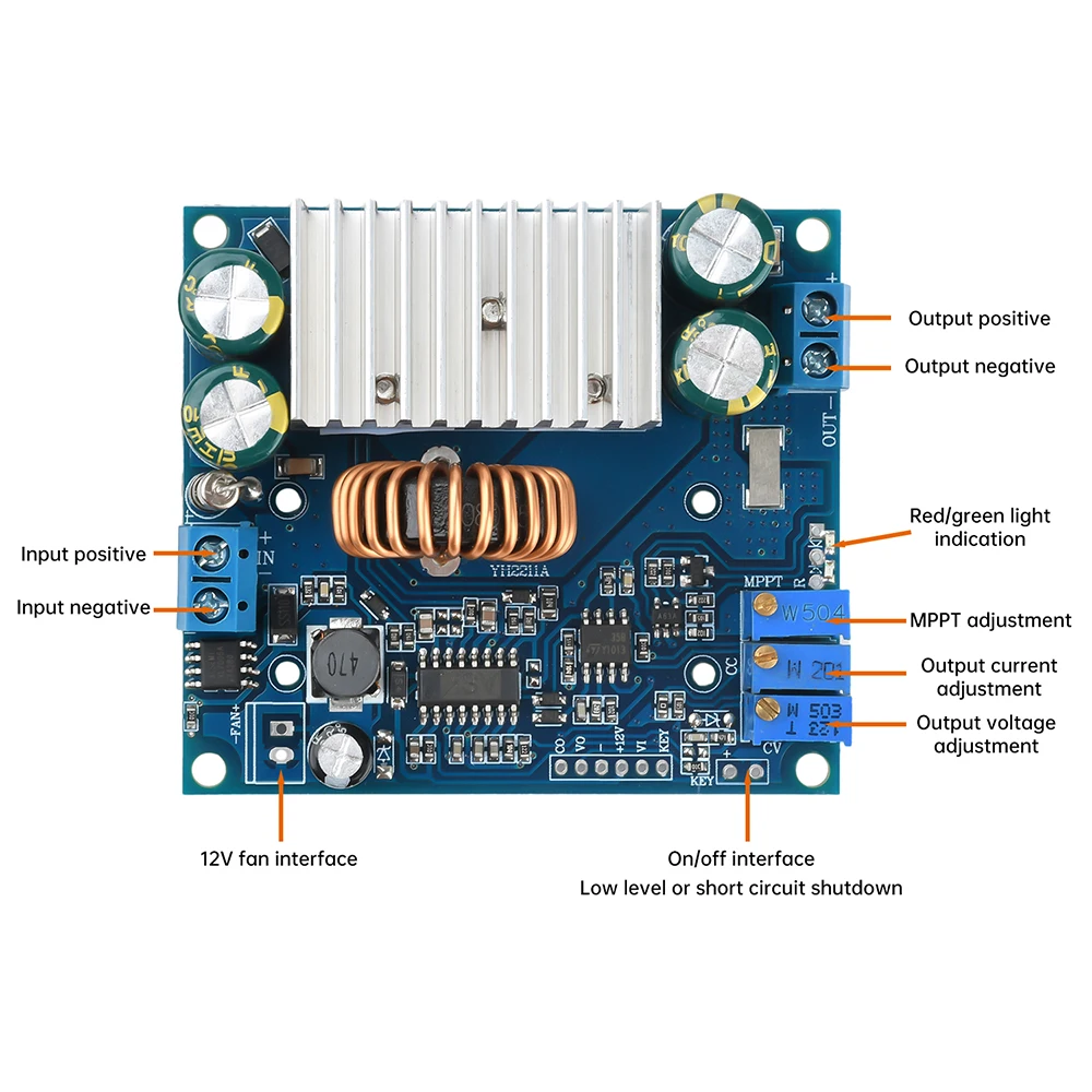 Módulo Buck ajustable de DC-DC, módulo de carga reductor MPPT Solar, rectificador síncrono de 15A, fuente de alimentación de corriente y voltaje constante - imagen 5