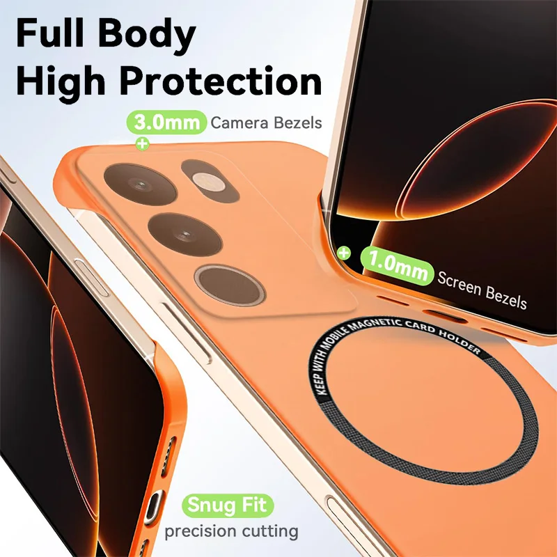 Fundas de teléfono magnéticas delgadas para VIVO S17 Pro S17t, funda dura mate antiarañazos para PC S17Pro 5G, armadura a prueba de golpes sin bordes - imagen 4