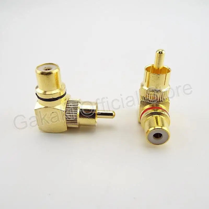 Conector RCA de ángulo recto macho a hembra, adaptadores de enchufe de 90 grados, conectores de Audio tipo L F a M, Latón chapado en oro, 4 piezas - imagen 3