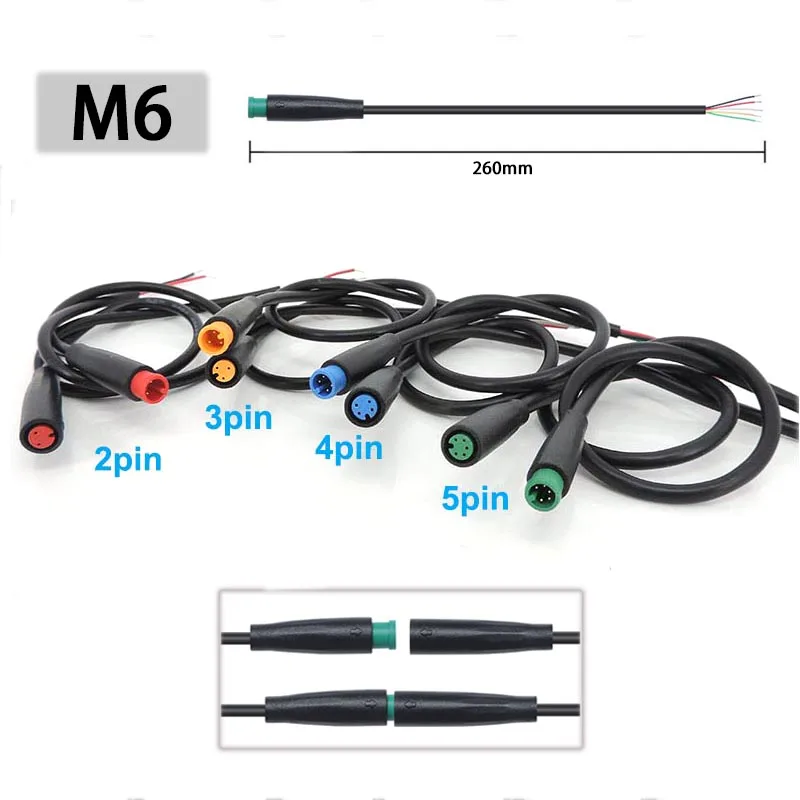Cable de extensión de Sensor de velocidad de señal para bicicleta eléctrica, conector macho + hembra, M6 M8, 2, 3, 4, 5, 6 pines, Junta impermeable IP65, 1 par - imagen 4