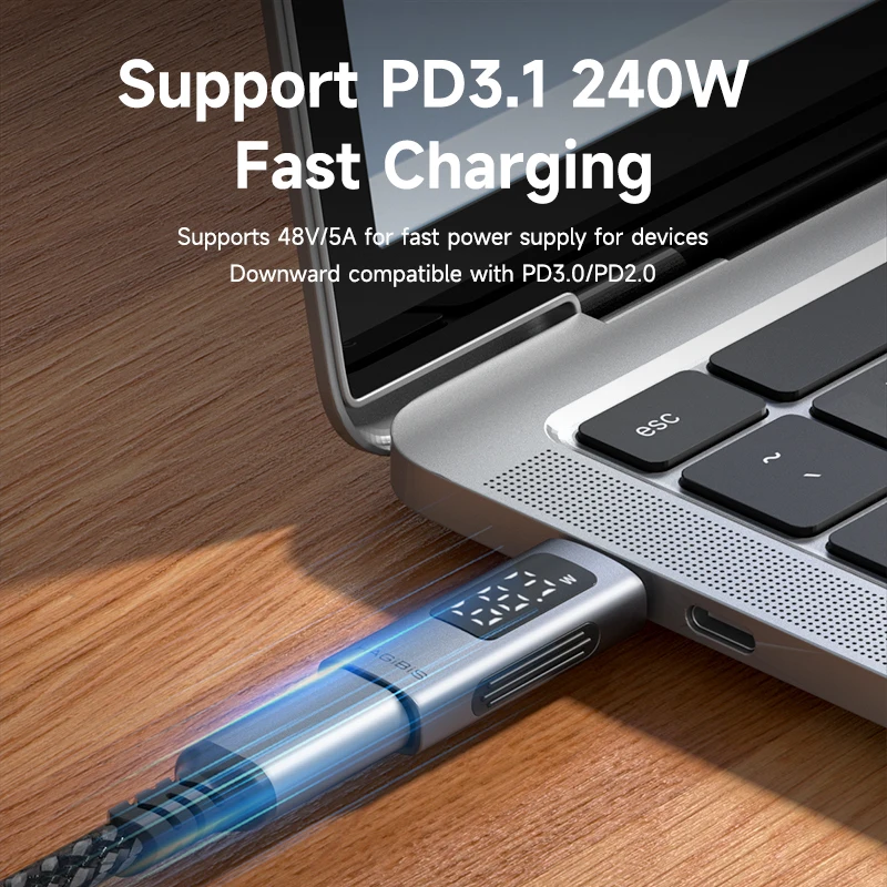 Hagibis pantalla LED 240W USB C adaptador tipo C a USB C conector USB4 40Gbps 8K @ 60Hz para Thunderbolt 4/3 iPhone 17 Macbook Pro - imagen 4