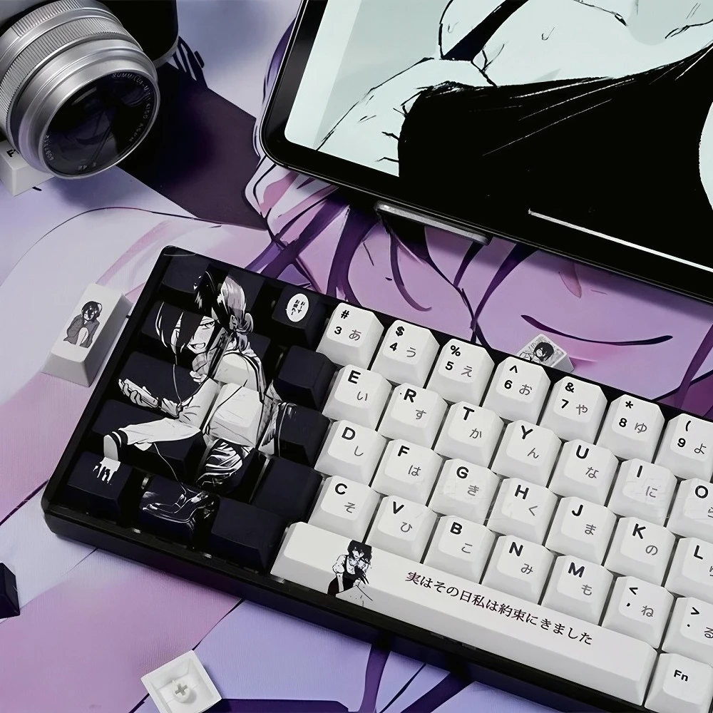 Juego de teclas de Anime japonés Rayser, PBT, 140 teclas, tapa de tecla con personalidad, barra espacial dividida para teclado mecánico 60/84/98/108, interruptor MX