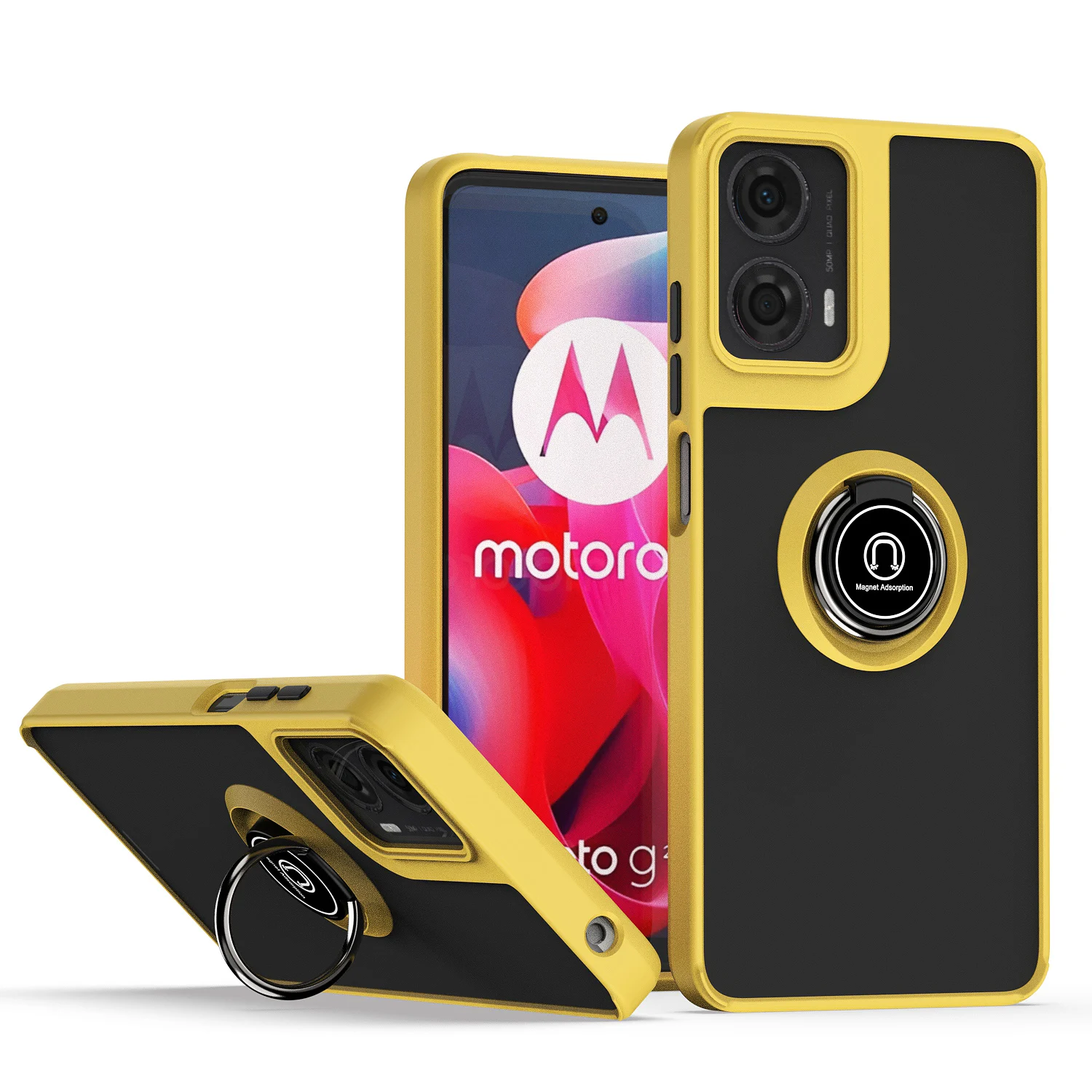 Funda armadura a prueba de golpes para Motorola Moto G22 G32 G42 G52 G72 G13 G23 G53 G05 G13 G14 G15 soporte de anillo magnético contraportada