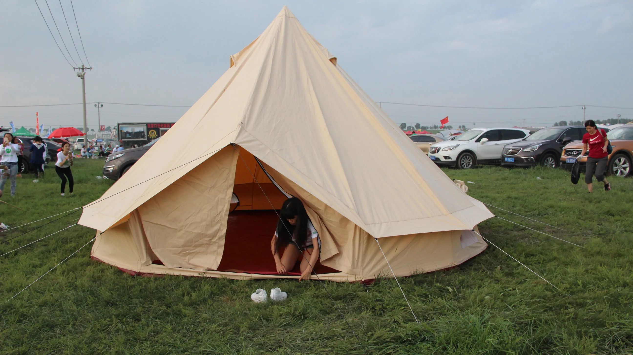Tienda de campaña de lujo para 4 hombres, Pakistán, gran estufa ligeramente, cama de poste, tienda de campaña de polialgodón Nomad verde - imagen 4