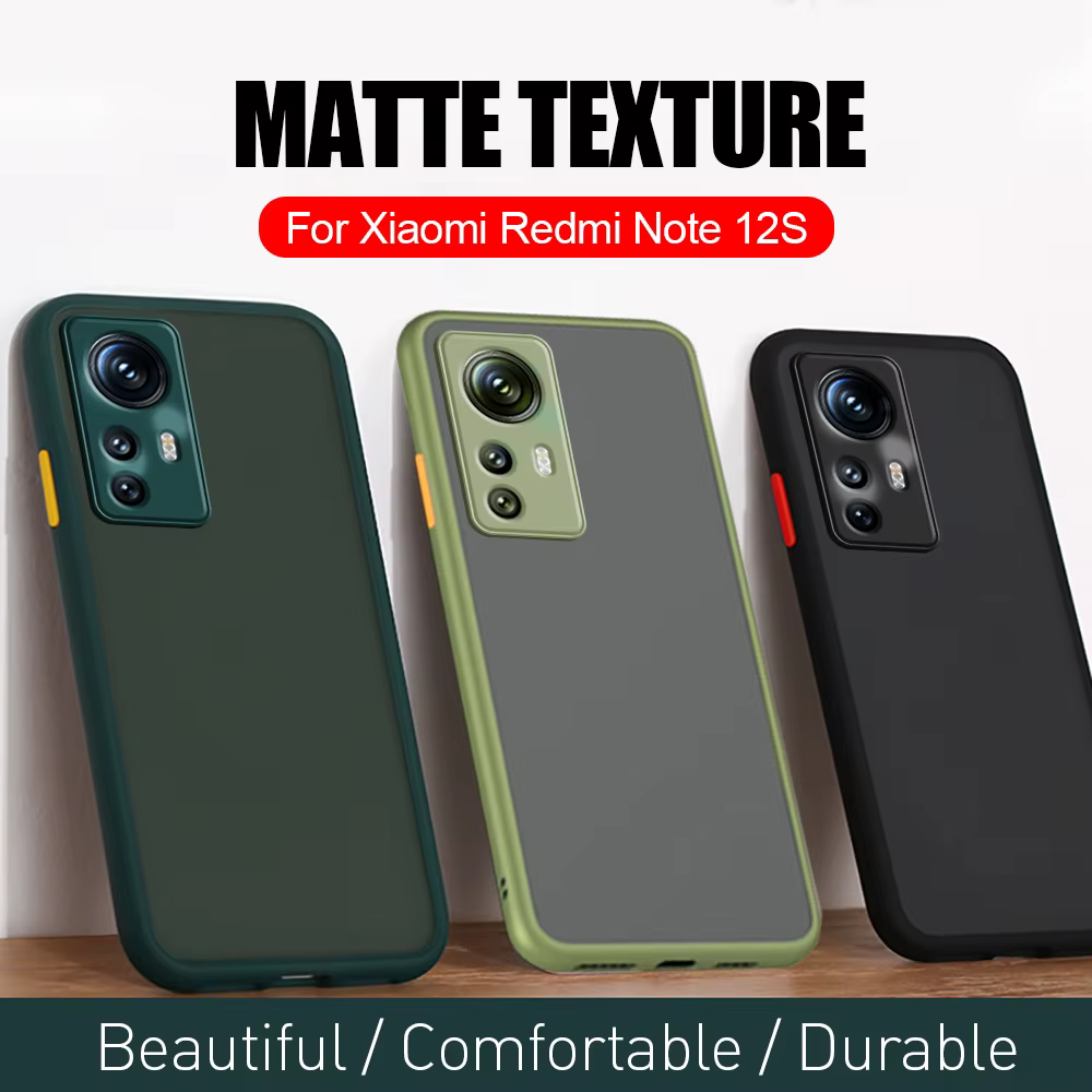 Funda protectora trasera mate para Xiaomi Redmi Note 12S, carcasa dura a prueba de golpes, 4G