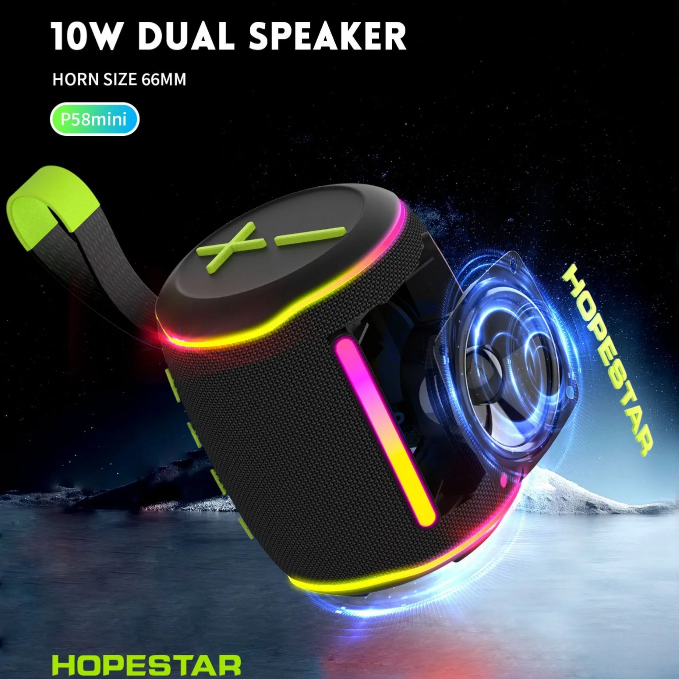 Hopestars P58mini reproductor de música altavoz motocicleta Scooter estéreo bajo al aire libre portátil 10W inalámbrico Bluetooth Tws altavoz Flip6 - imagen 3