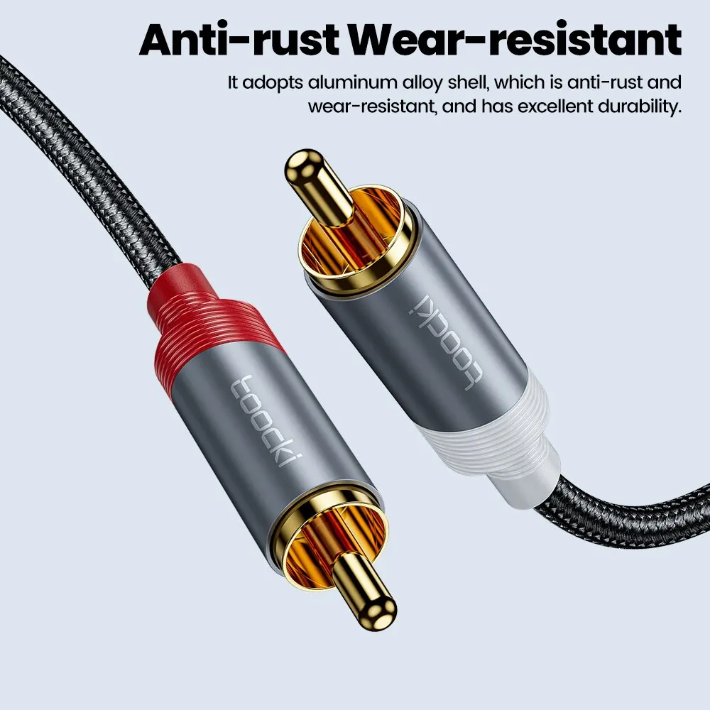 Toocki Cable RCA conector de 3,5mm a 2 RCA Cable de Audio auxiliar 3,5mm a 2RCA adaptador macho divisor para TV Box Apple TV Cable de altavoz - imagen 3