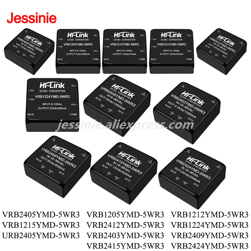Módulo de fuente de alimentación convertidor aislado DC-DC 5W 12V 24V 5D2405/5D1205/5D1212/5D1215/5D2412 VRB2403/2409/2415/2424YMD-5WR3