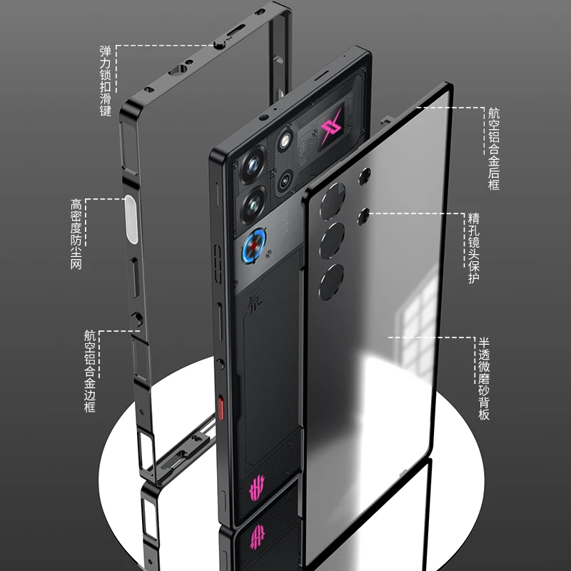 Funda para Nubia Red Magic 10 Pro Plus, cubierta trasera mate de aleación de aluminio de lujo de un solo lado para RedMagic 10 Pro, parachoques a prueba de golpes - imagen 5