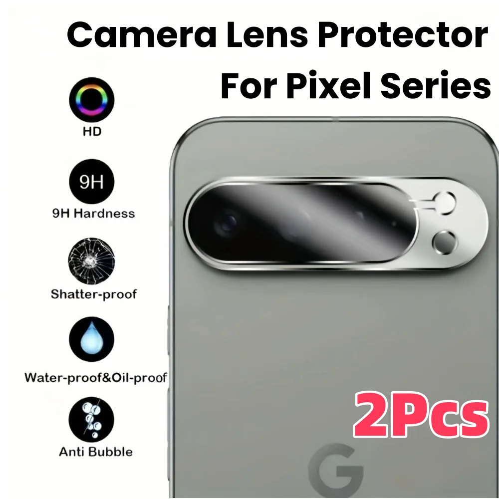 Película protectora de lente de cámara, 2 uds., para Google Pixel 9 Pro XL 8 7 6 6A 7A 8A, vidrio templado plegable resistente a los arañazos