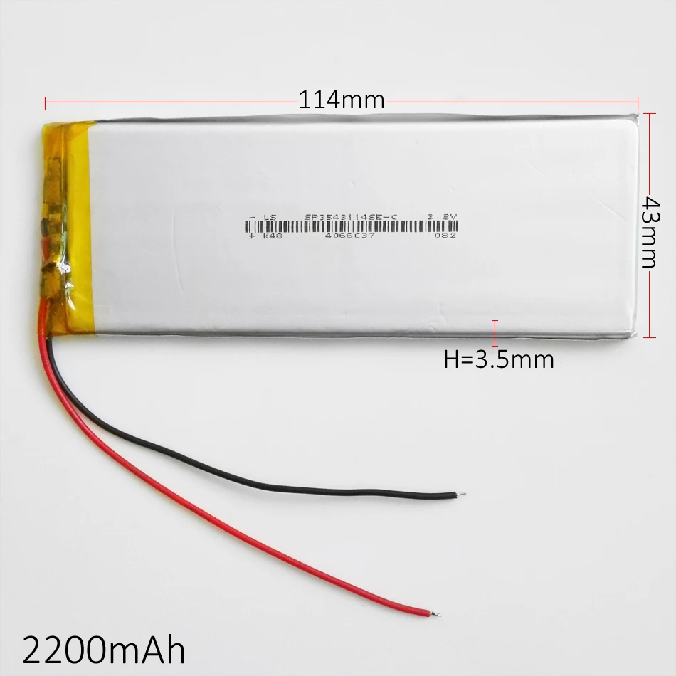 10 Uds 3,7 V 2200mAh polímero de litio Lipo batería recargable 3543114 potencia para GPS PSP PAD banco de energía para teléfono móvil Tablet PC - imagen 5