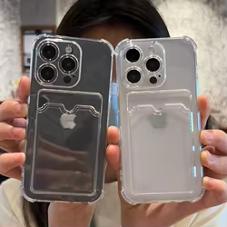 Funda iPhone bolsa tarjetas lujo suave bumper transparente antichoque