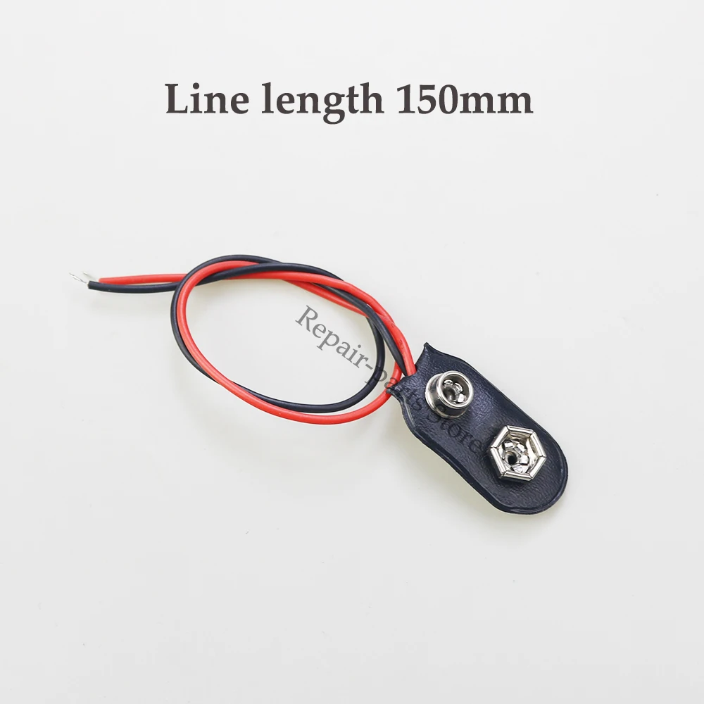 Clips de batería de 9 V, 1 piezas, 10cm, Negro, Rojo, 2 cables de conexión, hebilla de conector de Clip de batería de 9 voltios - imagen 4